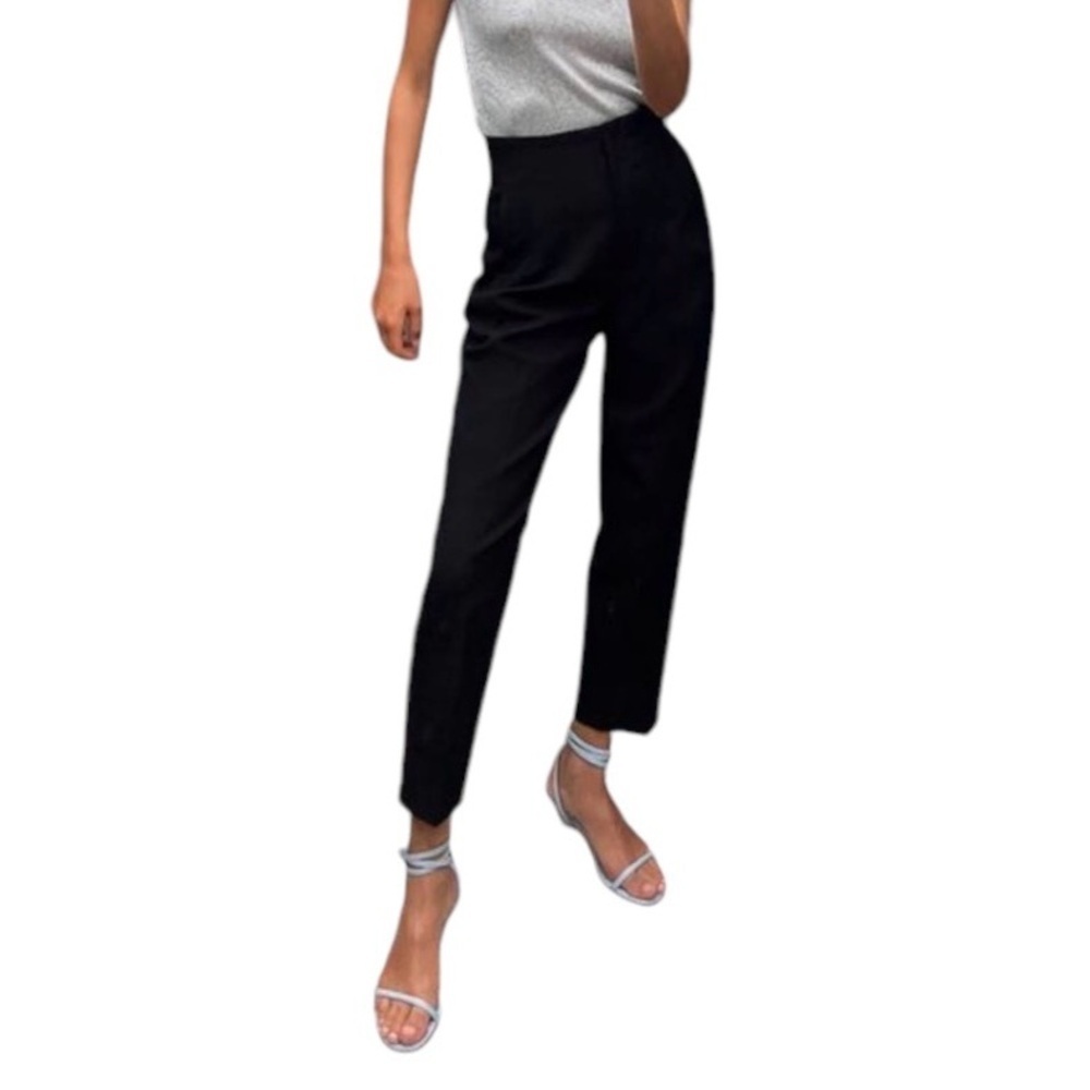Zara High Waist Trousers with Hip Front Pockets and Straight Leg in Black Size 4